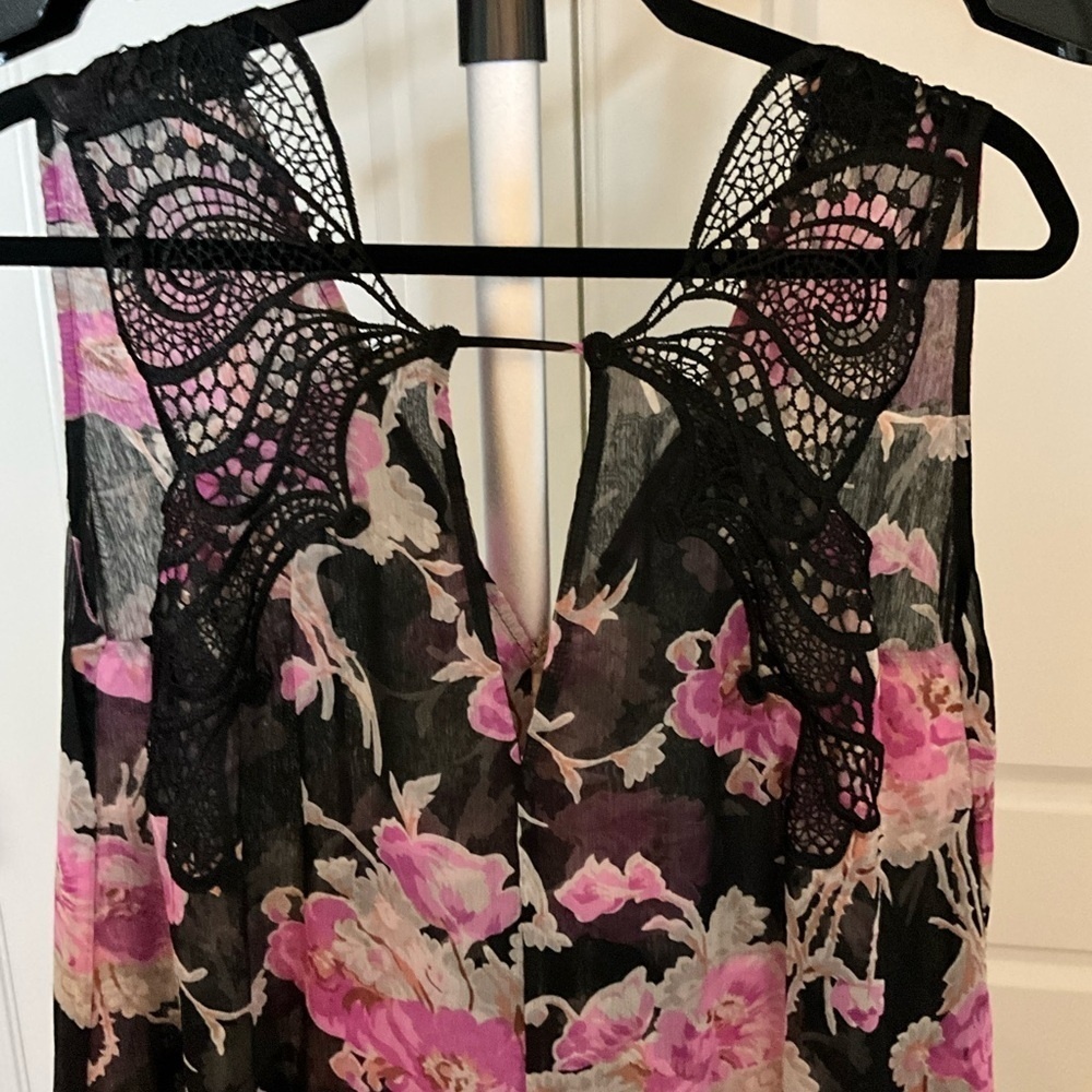Misa Los Angeles Black and Pink Butterfly Floral Maxi Dress - Picture 6 of 6